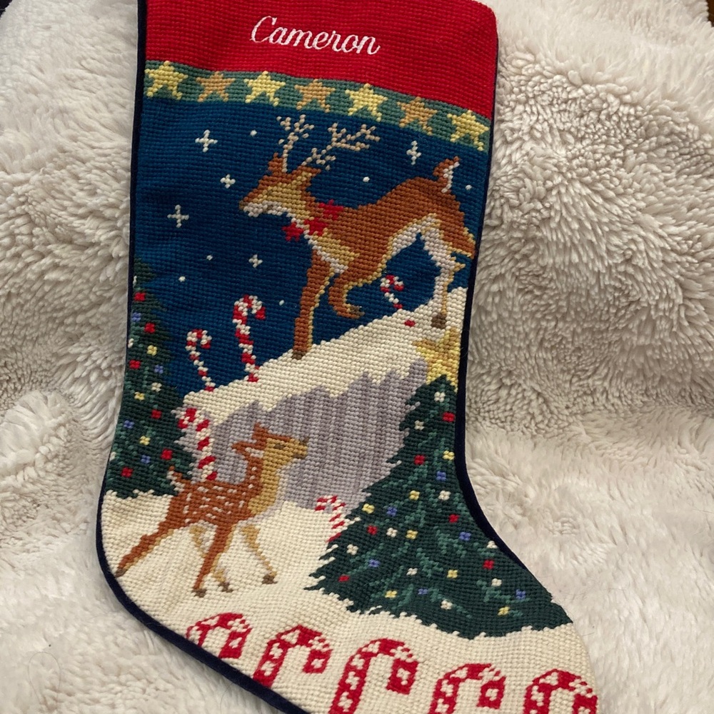 Holiday Stocking with Reindeer Design